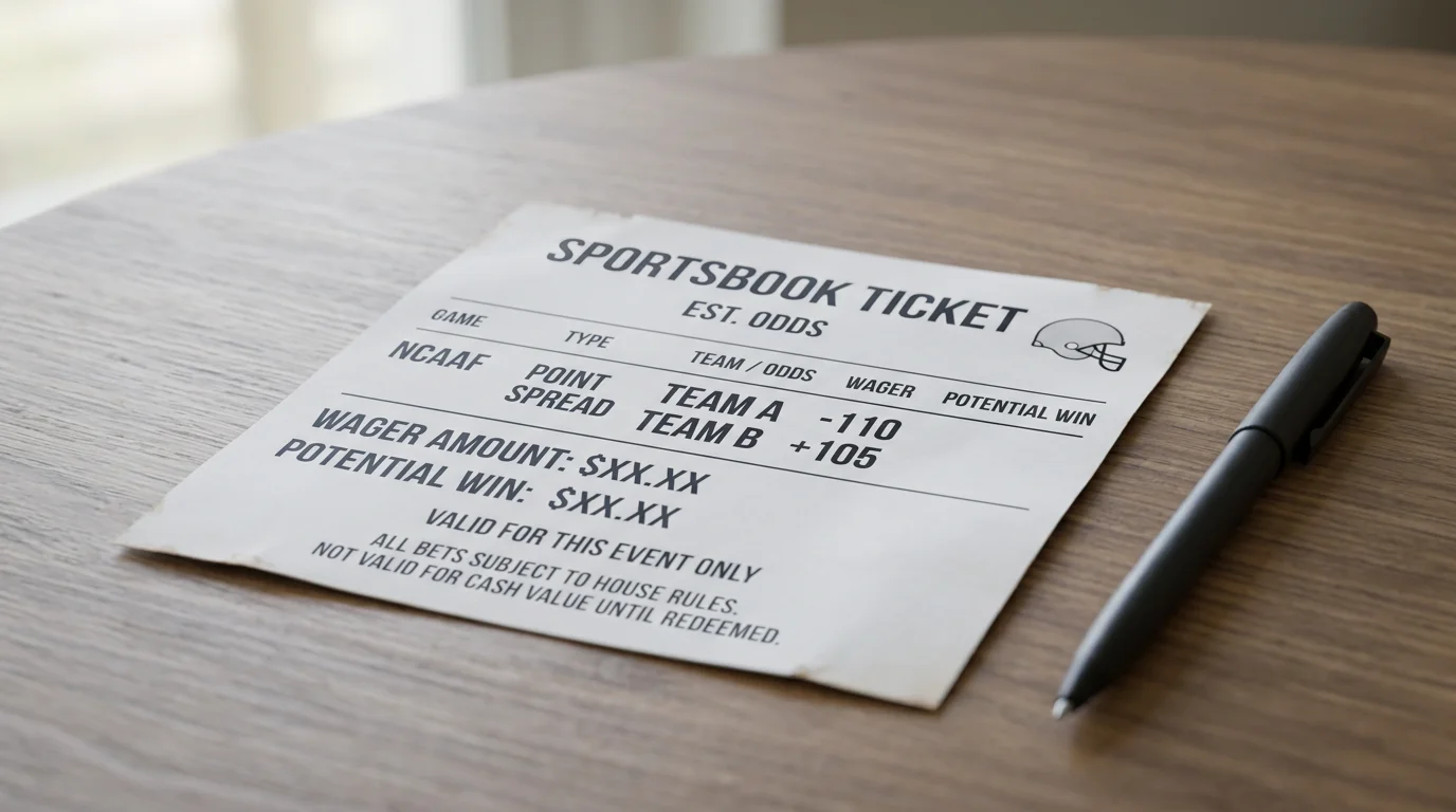 Calculadora con cifras de cuotas -110 y -105 sobre cupón de spread NCAAF